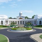 Performing Arts Academic Center architectural rendering Close Up of Entry Plaza and Drop Off