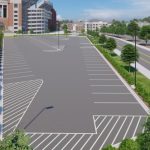A rendering of the completed parking lot. Tutwiler Triangle Lot Stormwater Management